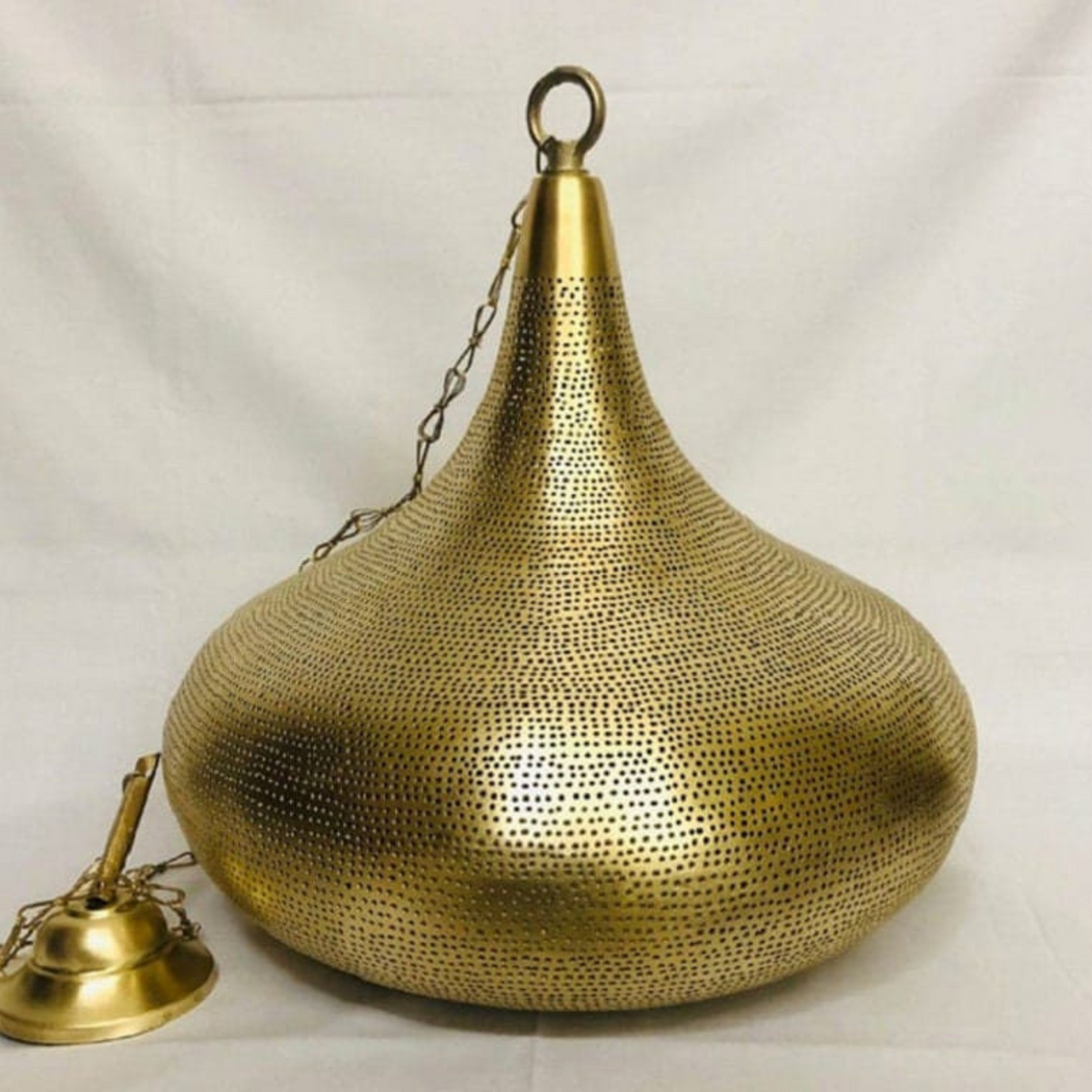 Patterned Moroccan Brass Sphere Ceiling Light - View 6