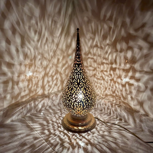 Almond Shape Moroccan Brass Floor Lamp - View 2