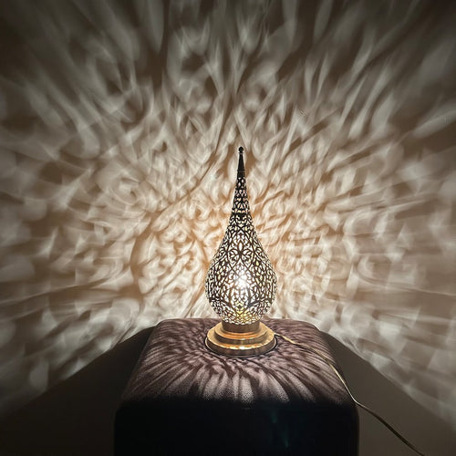 Almond Shape Moroccan Brass Floor Lamp - View 1