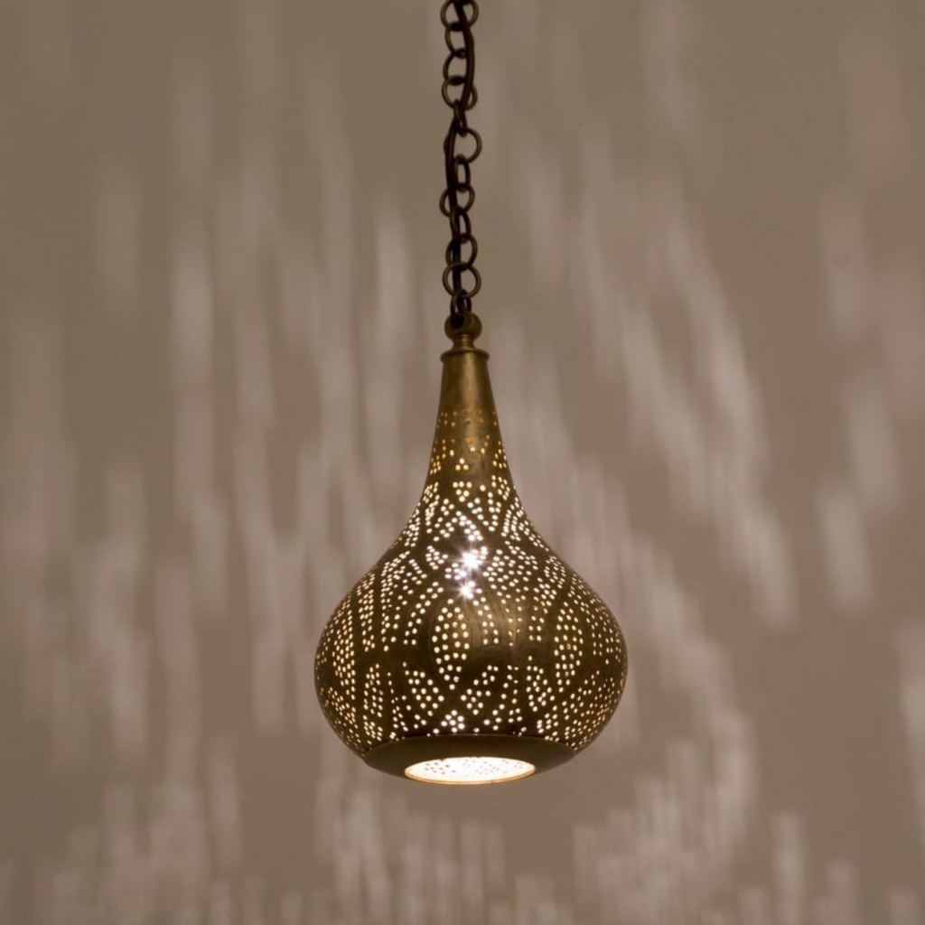 Oval Cutout Moroccan Brass Ceiling Light - View 2