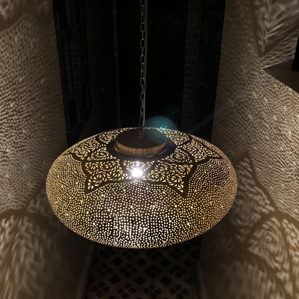 Delicate Moroccan Brass Teardrop Ceiling Light - View 6