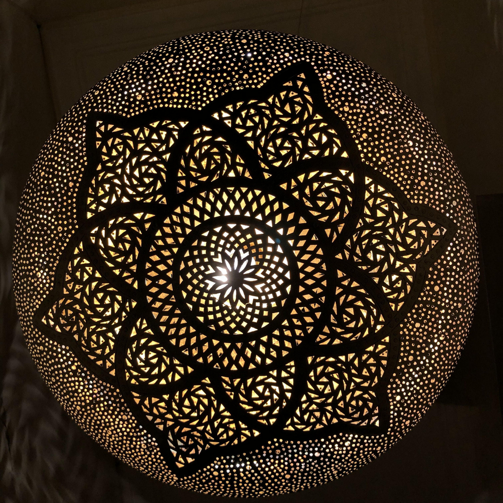Delicate Moroccan Brass Teardrop Ceiling Light - View 2