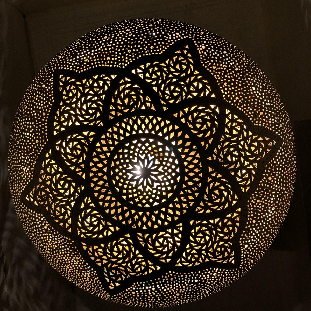 Delicate Moroccan Brass Teardrop Ceiling Light - View 2