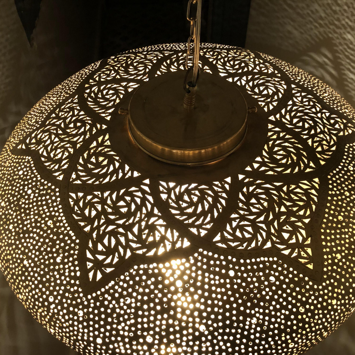 Delicate Moroccan Brass Teardrop Ceiling Light - View 4