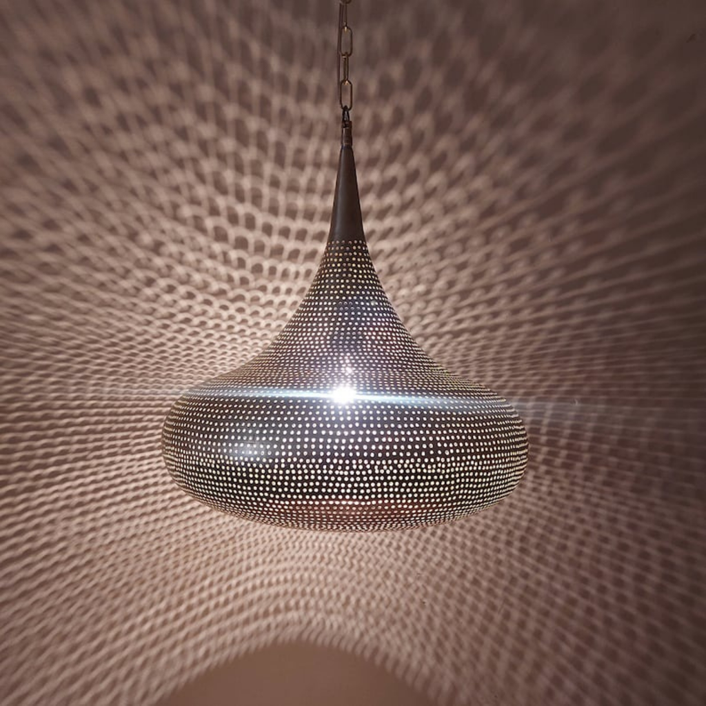 Oval Shape Moroccan Brass Ceiling Light - View 4
