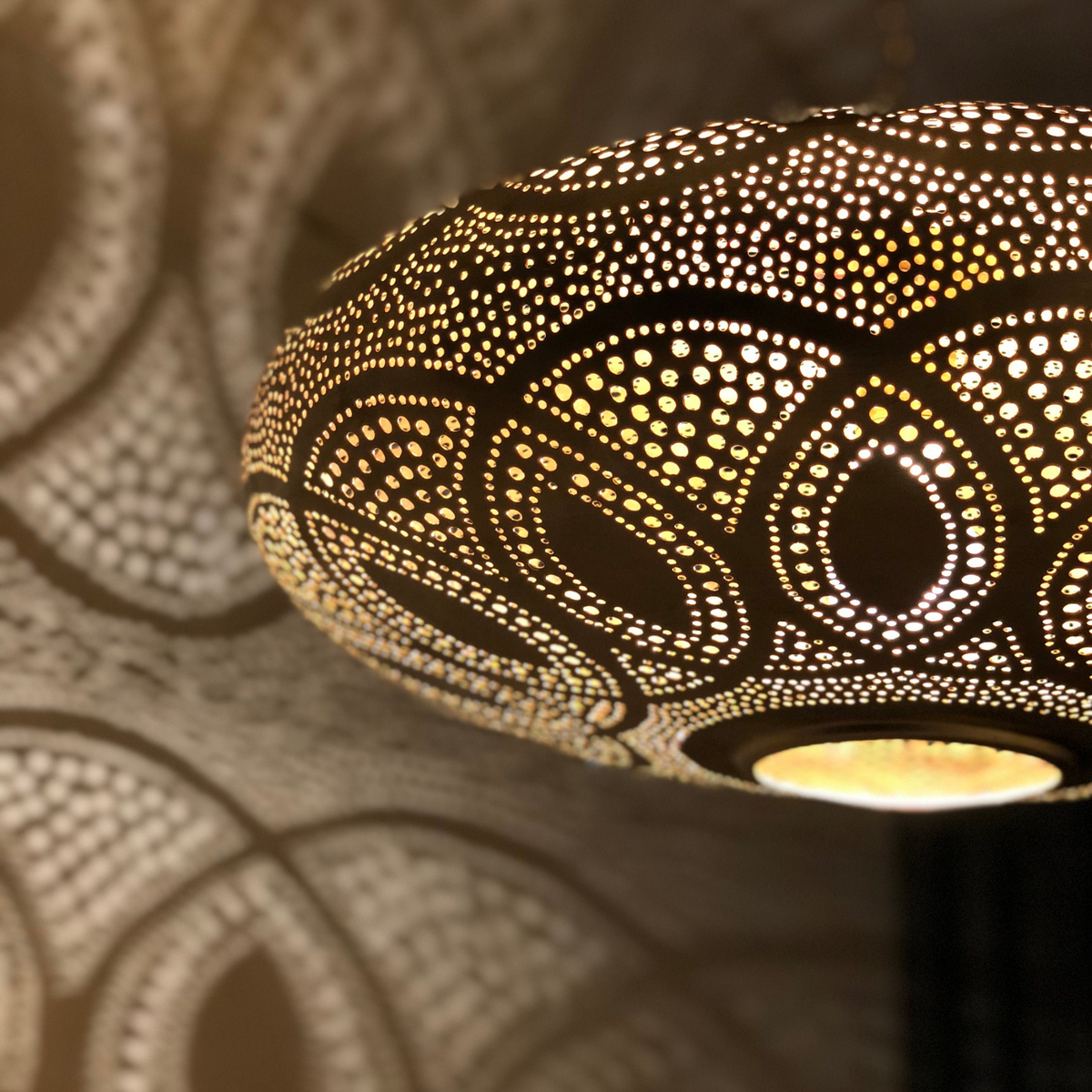 Slender Moroccan Brass Teardrop Pendant Light - View 2