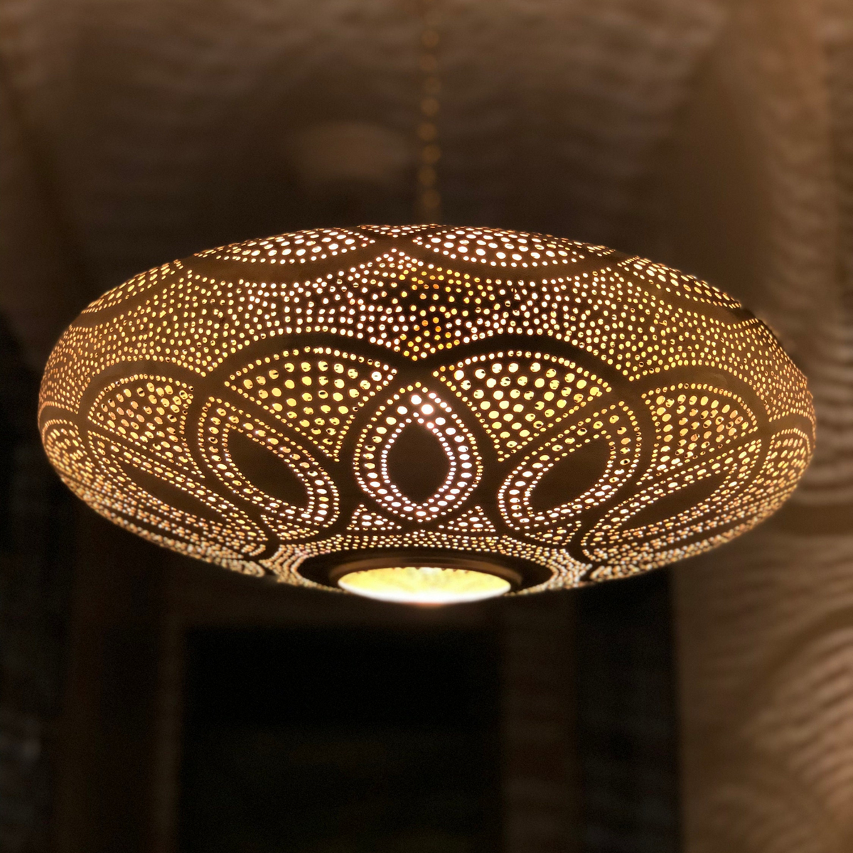 Slender Moroccan Brass Teardrop Pendant Light - View 4