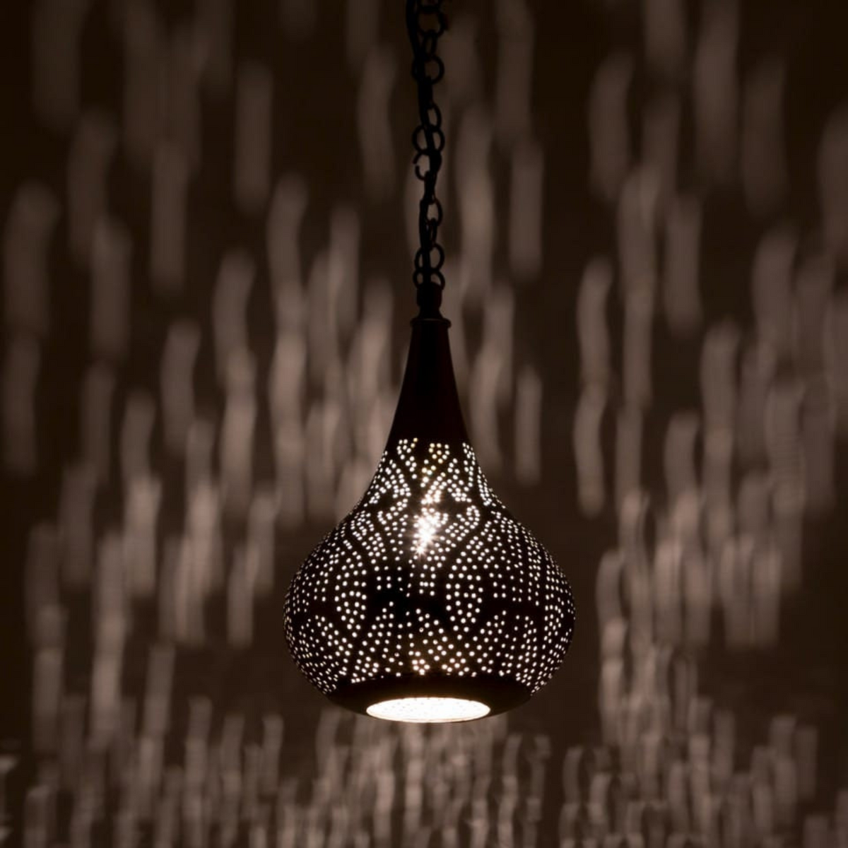 Oval Cutout Moroccan Brass Ceiling Light - View 1