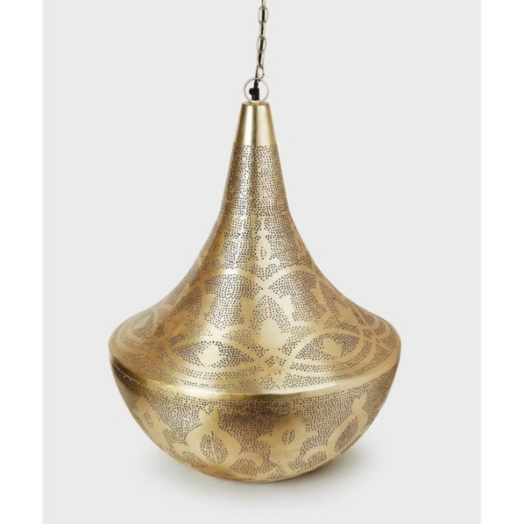 Oval Cutout Moroccan Brass Ceiling Light - View 3