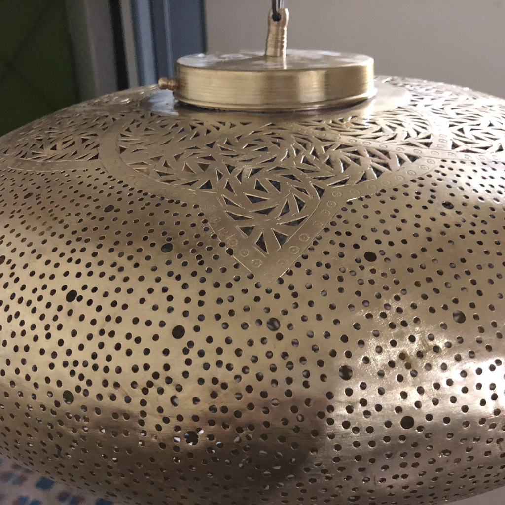Delicate Moroccan Brass Teardrop Ceiling Light - View 5