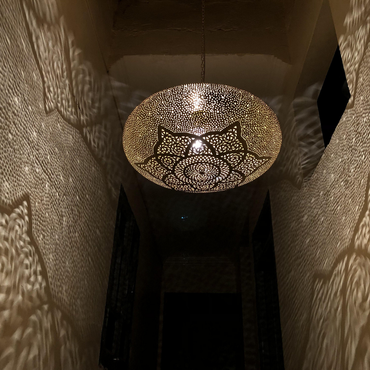 Delicate Moroccan Brass Teardrop Ceiling Light - View 3