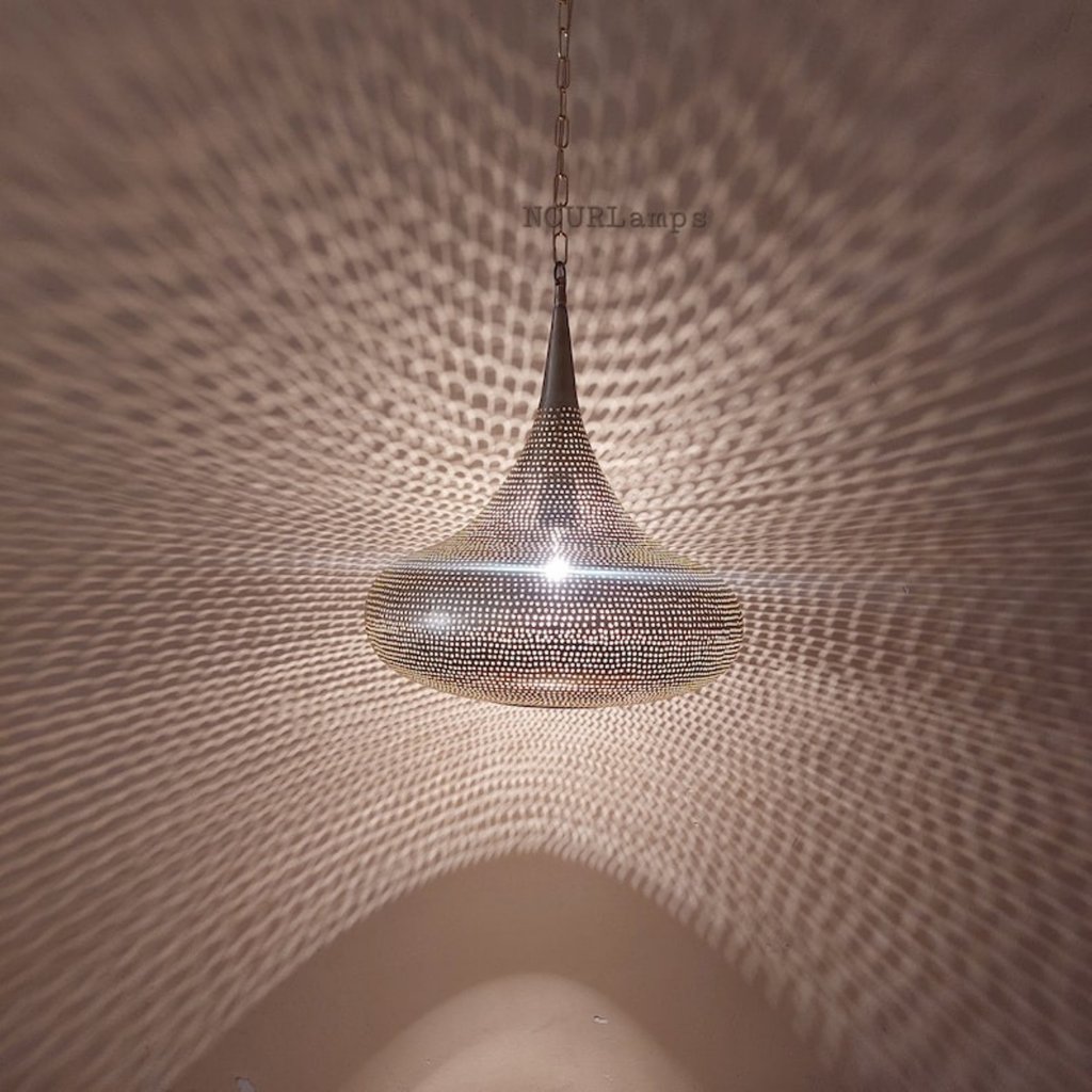 Oval Shape Moroccan Brass Ceiling Light - View 1