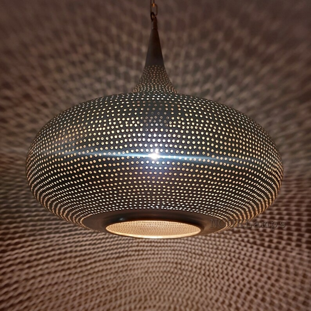 Oval Shape Moroccan Brass Ceiling Light - View 3