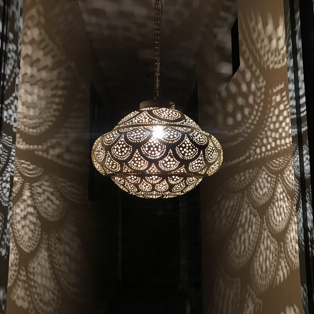 Artisan Moroccan Brass Teardrop Ceiling Lamp - View 1