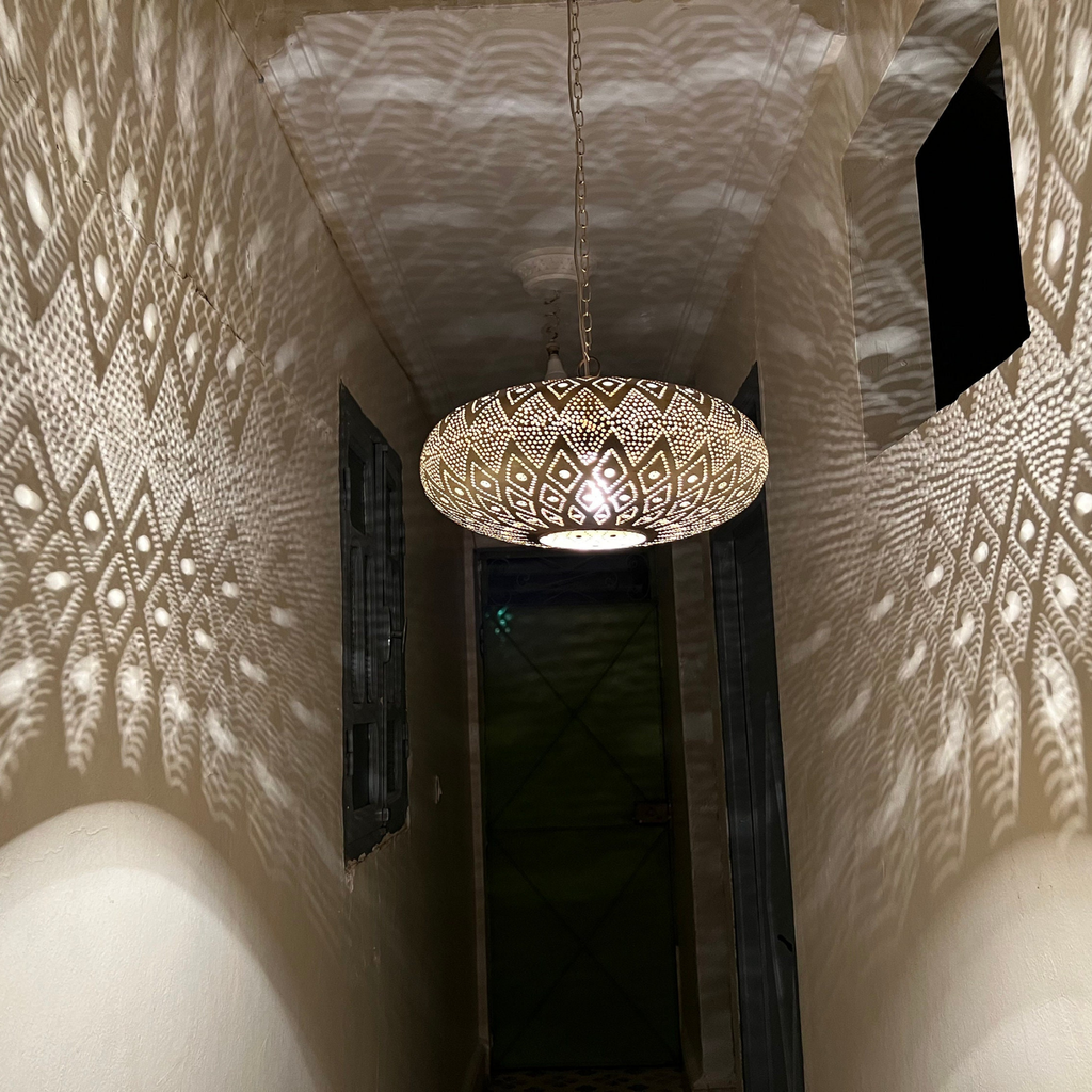 Star Pattern Moroccan Brass Pendant Light - View 1