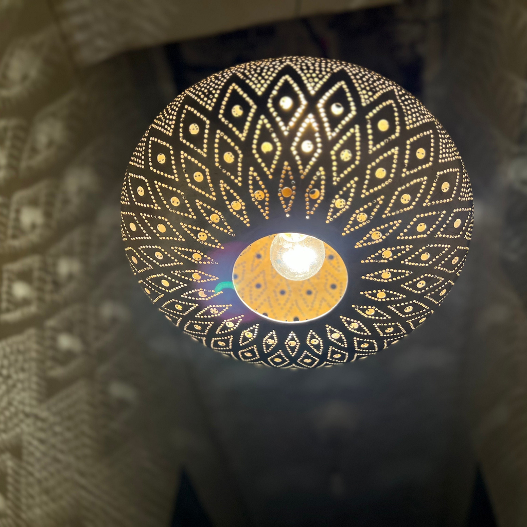 Star Pattern Moroccan Brass Pendant Light - View 5