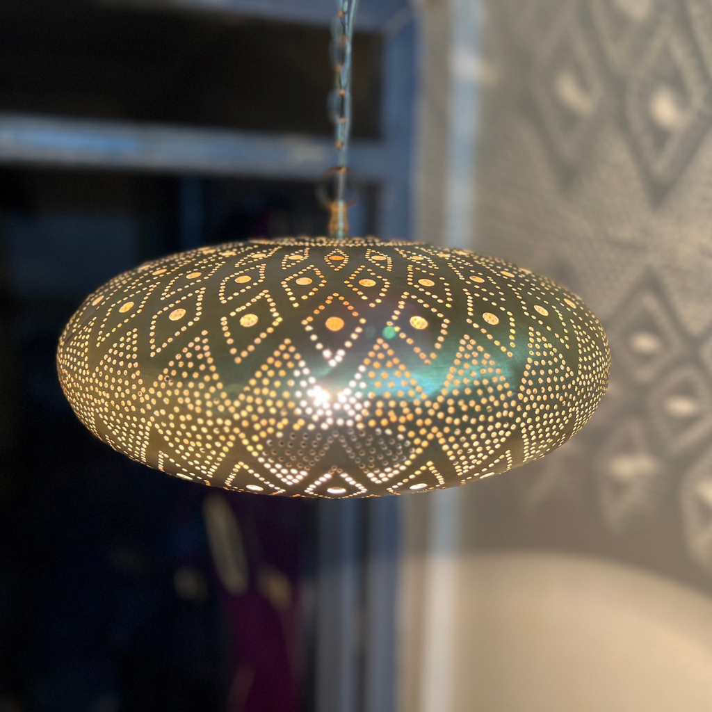 Star Pattern Moroccan Brass Pendant Light - View 3