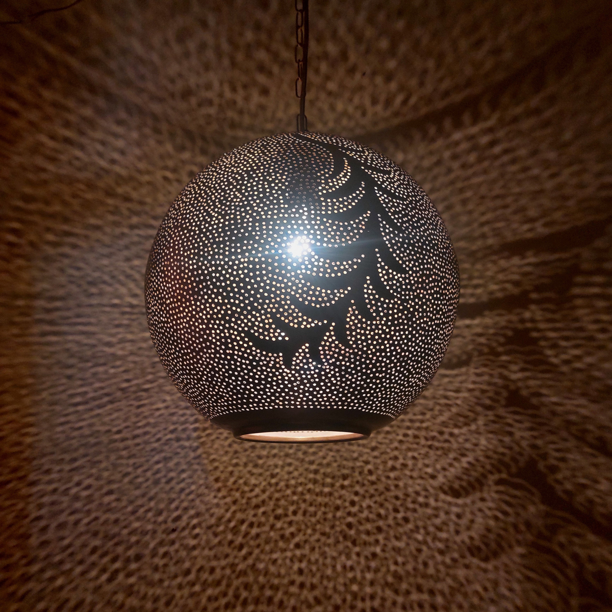 Radiant Moroccan Brass Bell Pendant Light - View 1