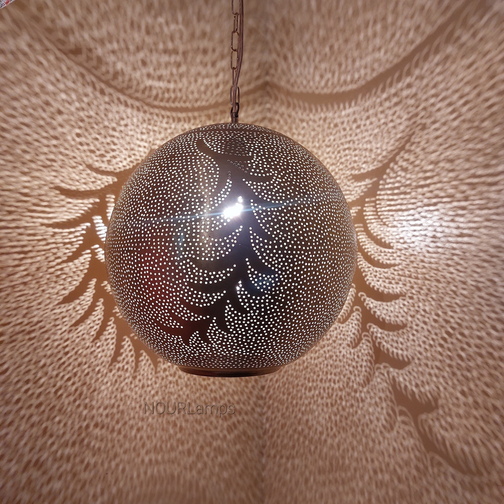 Radiant Moroccan Brass Bell Pendant Light - View 3