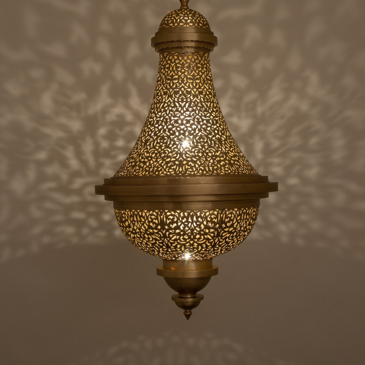 Lattice Style Moroccan Brass Pendant Light - View 1