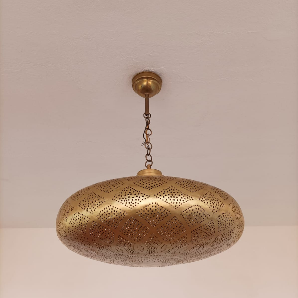 Classic Cutout Moroccan Brass Drop Pendant - View 5