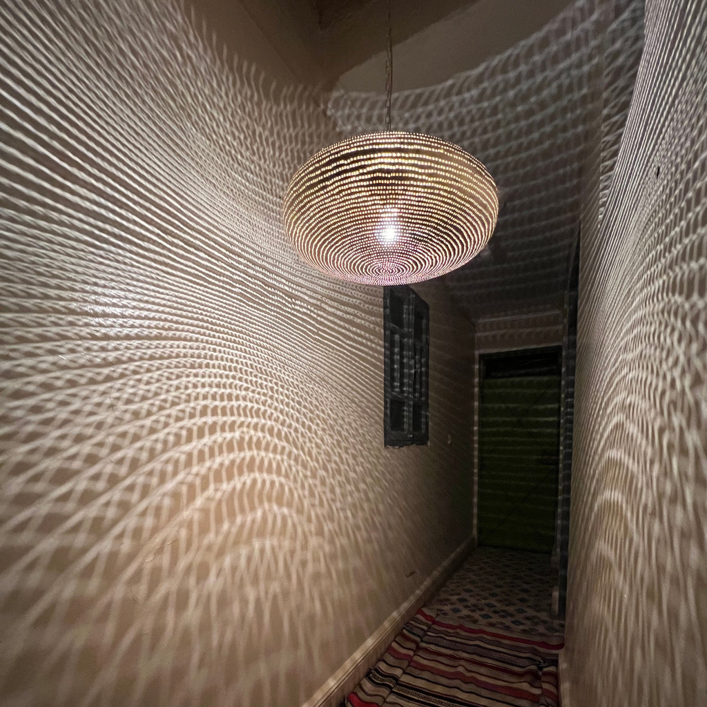 Radial Pattern Moroccan Brass Ceiling Pendant - View 5
