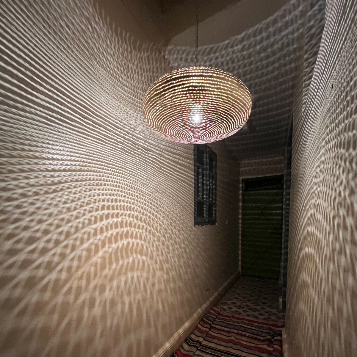 Radial Pattern Moroccan Brass Ceiling Pendant - View 5