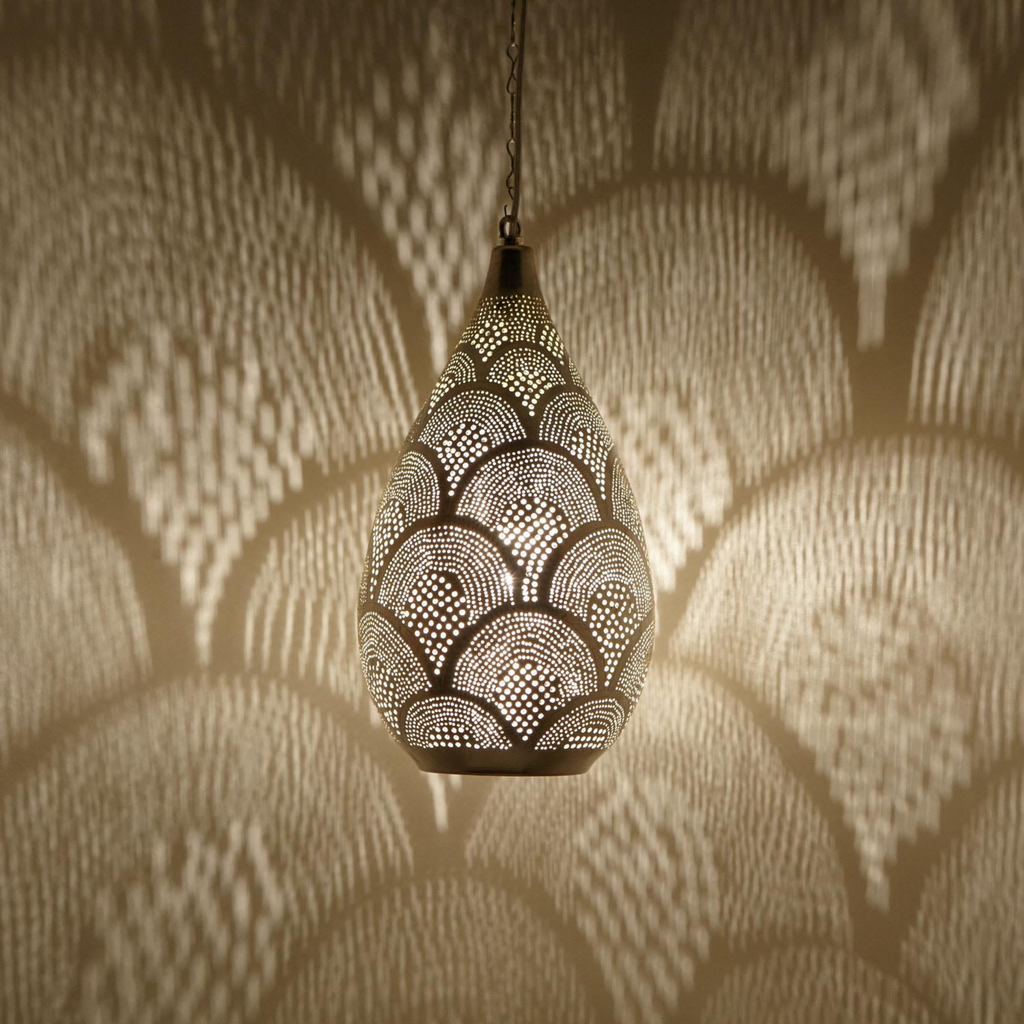 Regal Moroccan Brass Ceiling Pendant Light - View 1