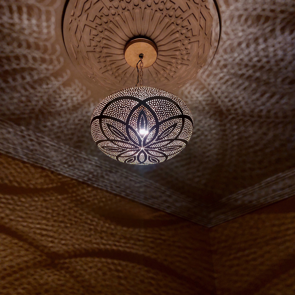 Tapered Moroccan Brass Drop Pendant Light - View 1