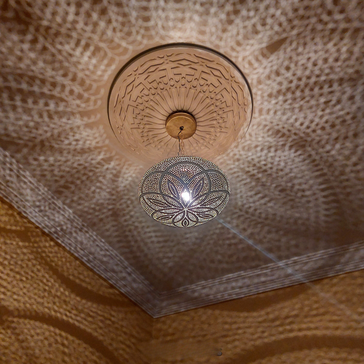Tapered Moroccan Brass Drop Pendant Light - View 3