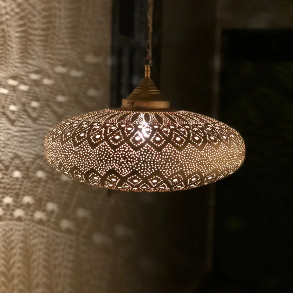 Round Closed Bottom Brass Ceiling Pendant - View 1