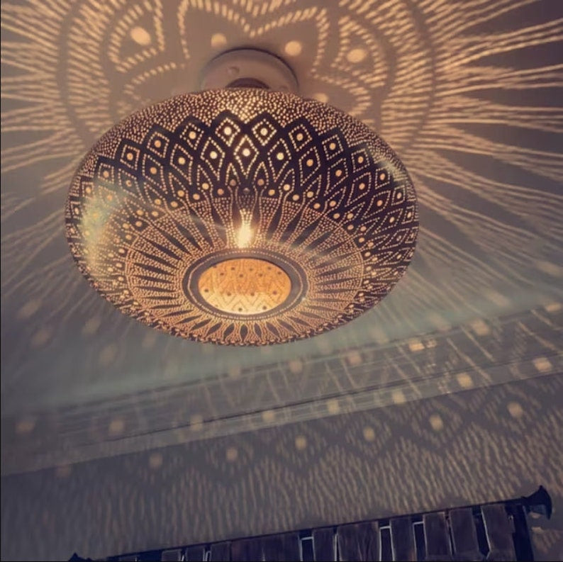 Open Downlight Moroccan Brass Ceiling Lamp - View 1