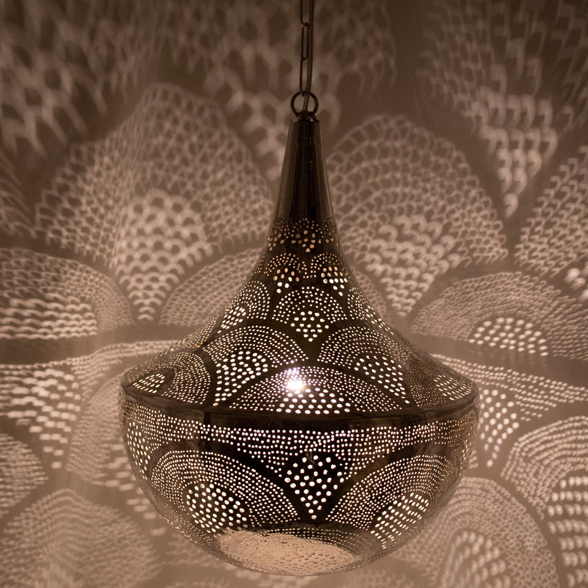 Fluted Dome Moroccan Brass Ceiling Light - View 1