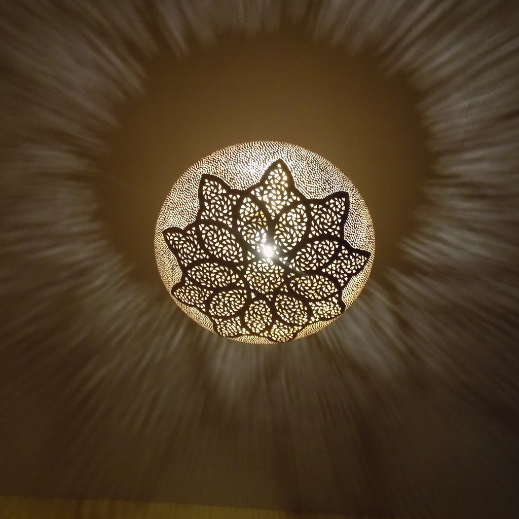 Leaf Pattern Moroccan Brass Pendant Light - View 1