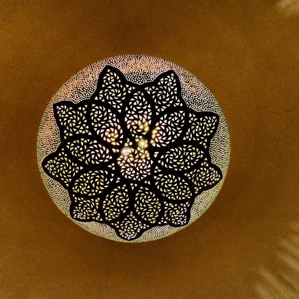 Leaf Pattern Moroccan Brass Pendant Light - View 4