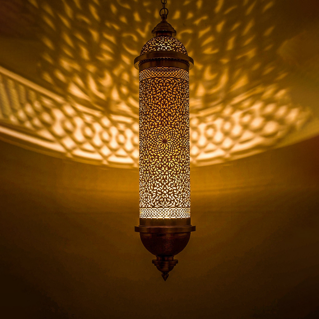 Spherical Moroccan Brass Orb Pendant Light - View 1