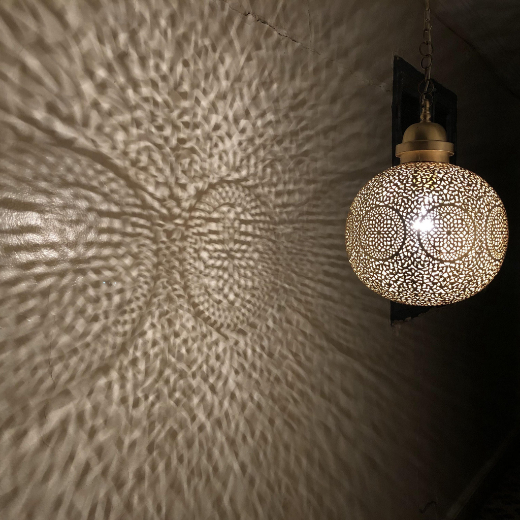 Flared Moroccan Brass Ceiling Pendant Light - View 1