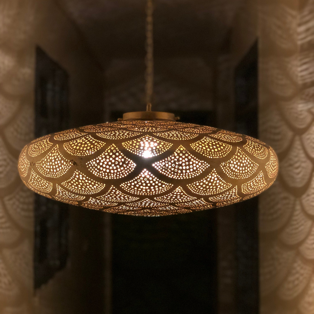 Drop Shape Moroccan Brass Ceiling Pendant - View 1