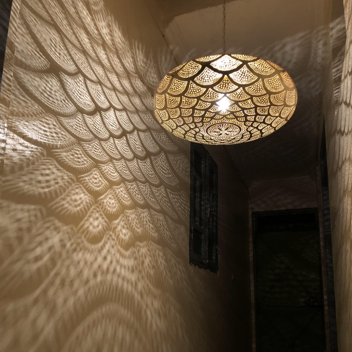 Drop Shape Moroccan Brass Ceiling Pendant - View 5