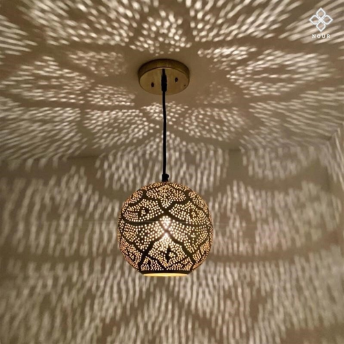 Charming Moroccan Brass Dome Ceiling Lamp - View 1
