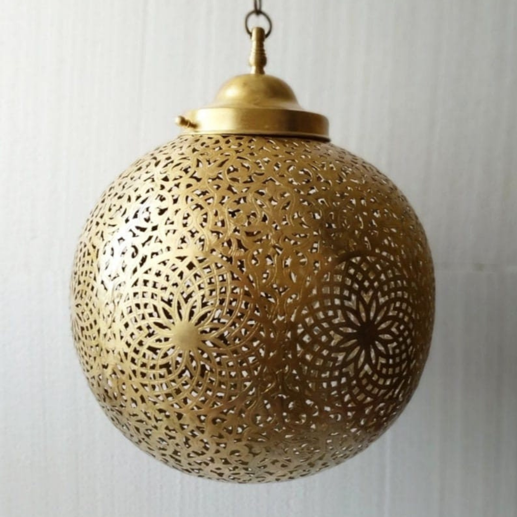 Warm Moroccan Brass Dome Ceiling Lamp - View 3