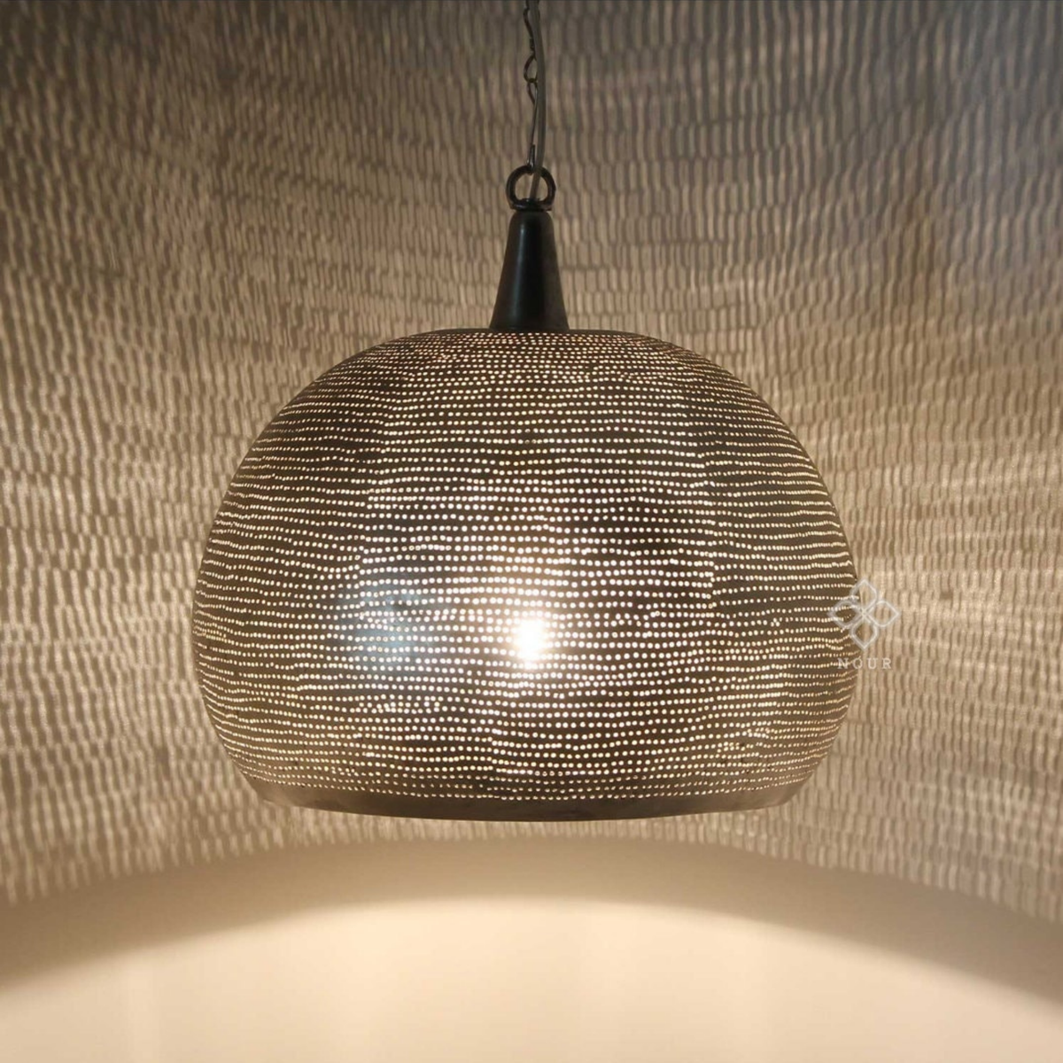 Jasmine Pattern Moroccan Brass Ceiling Lamp - View 1