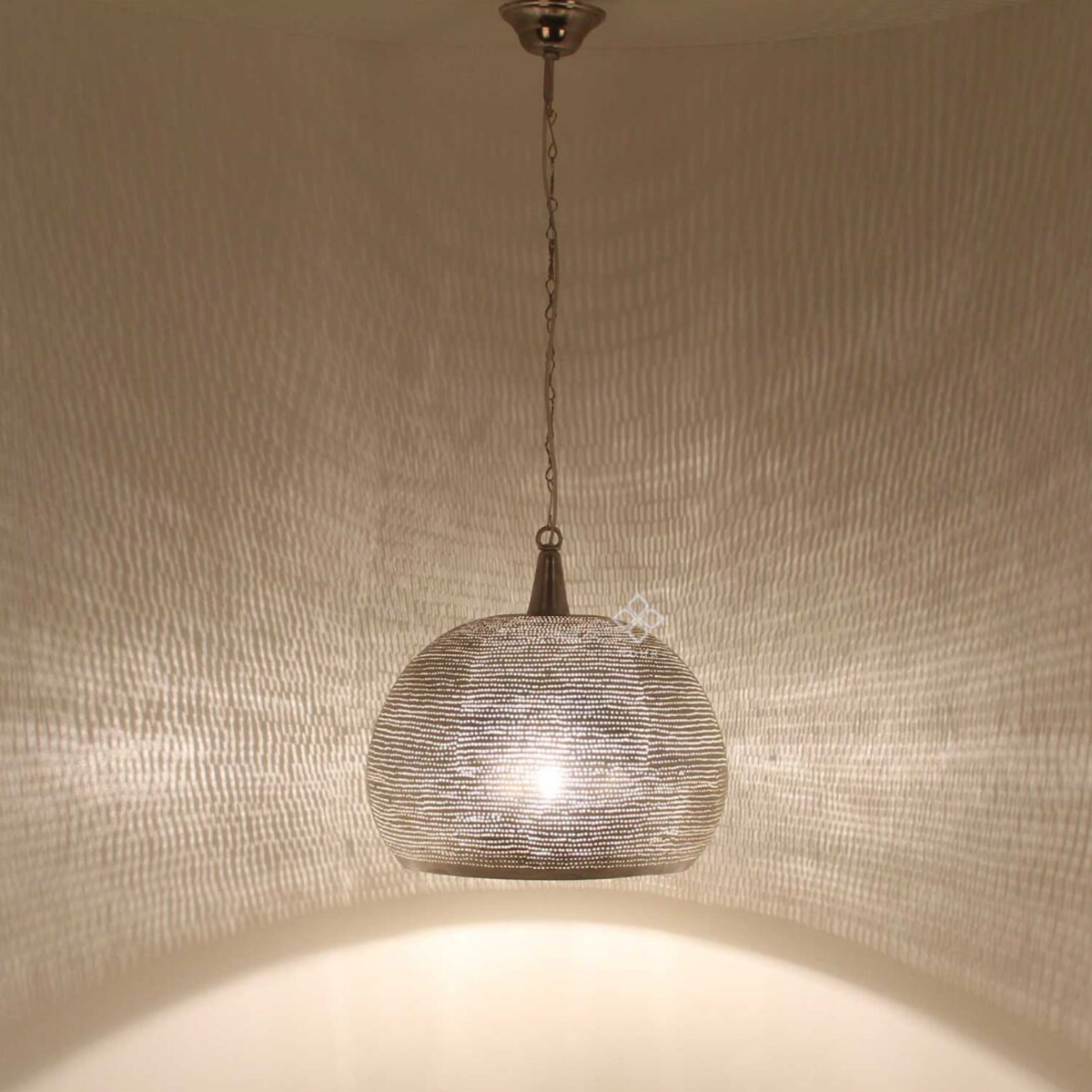 Jasmine Pattern Moroccan Brass Ceiling Lamp - View 3