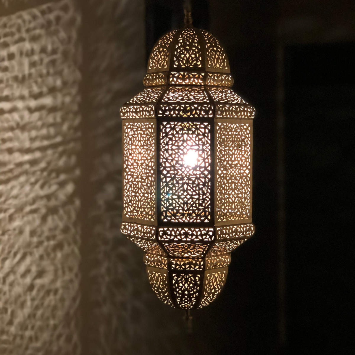 Double Tier Moroccan Brass Pendant Light - View 5