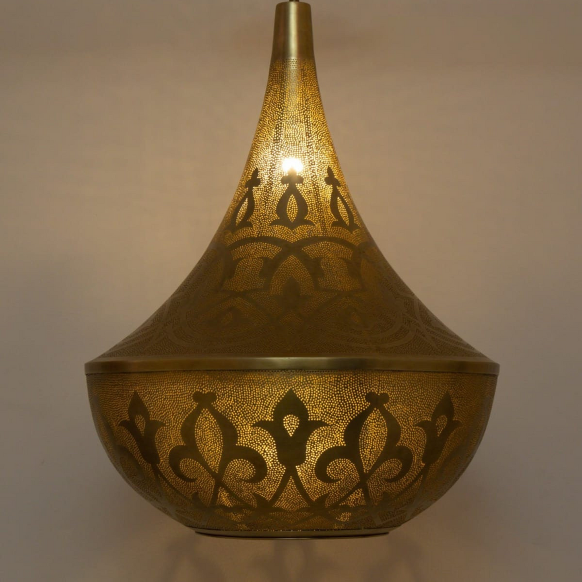 Star Motif Moroccan Brass Ceiling Pendant - View 1