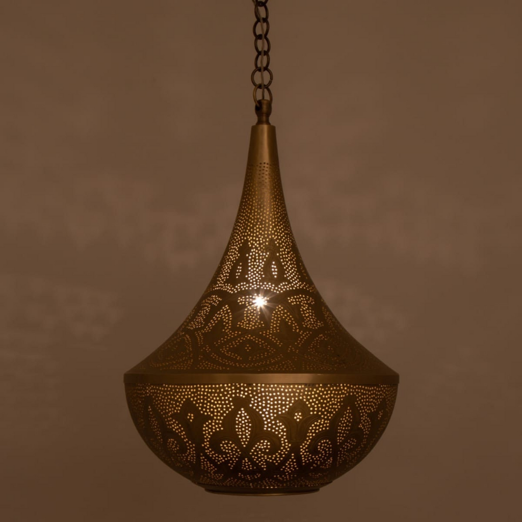 Star Motif Moroccan Brass Ceiling Pendant - View 3