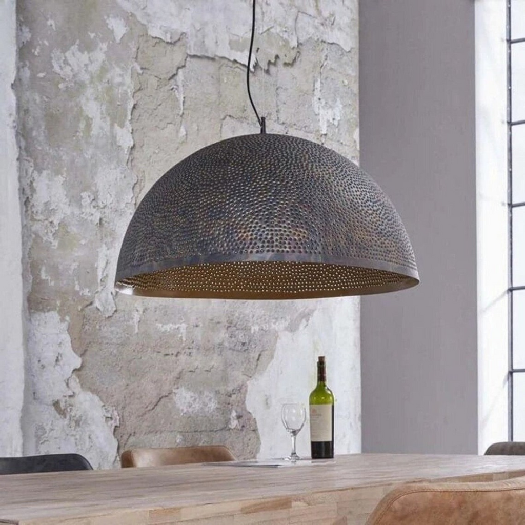 Dome Ceiling Light Black Pierced Brass - View 2