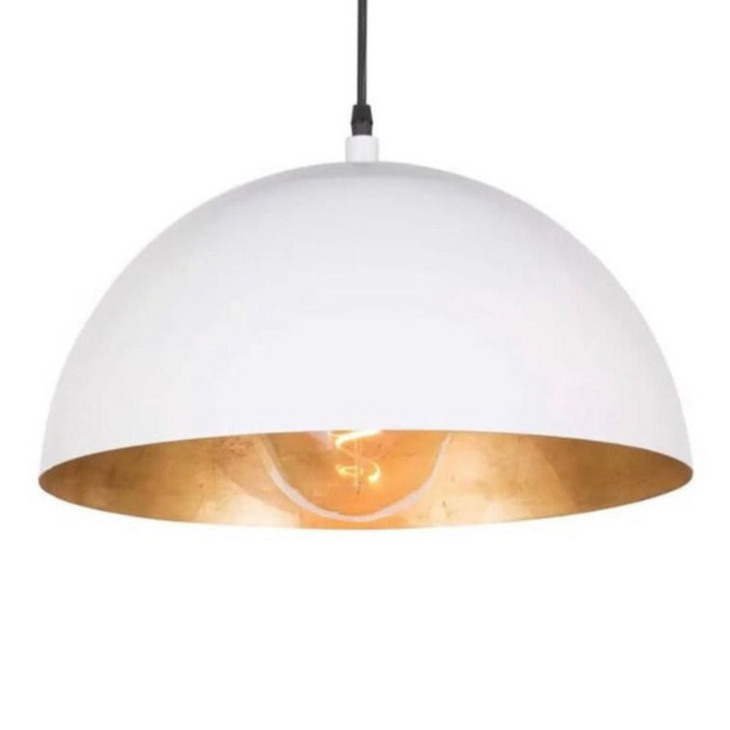 Moroccan Brass Dome Ceiling Light White & Gold - View 3