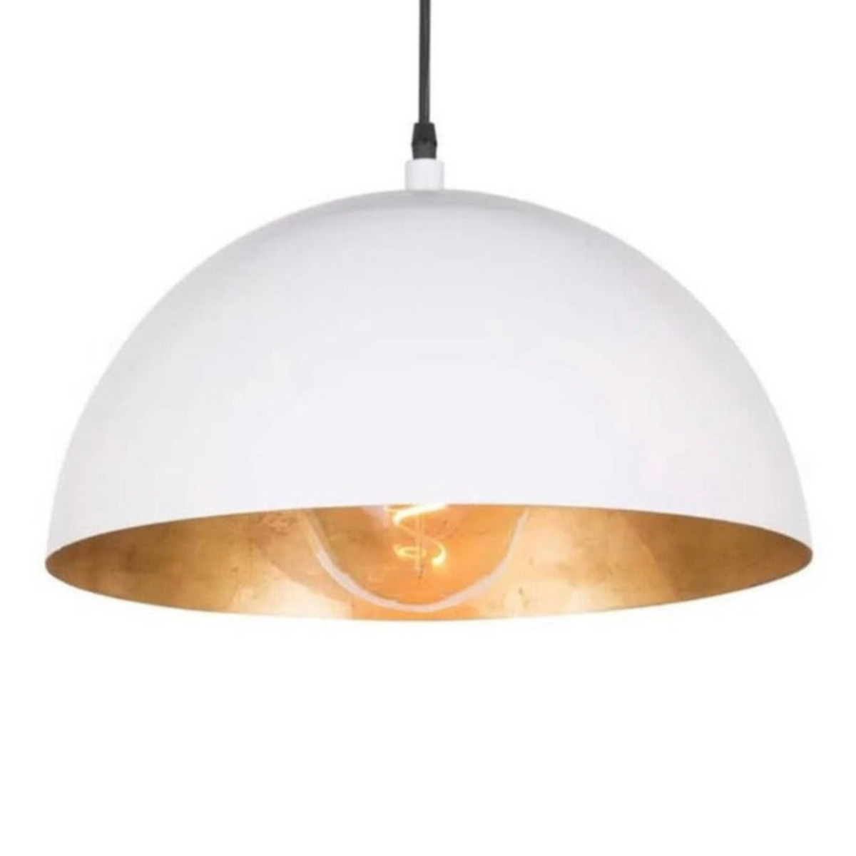 Moroccan Brass Dome Ceiling Light White & Gold - View 3