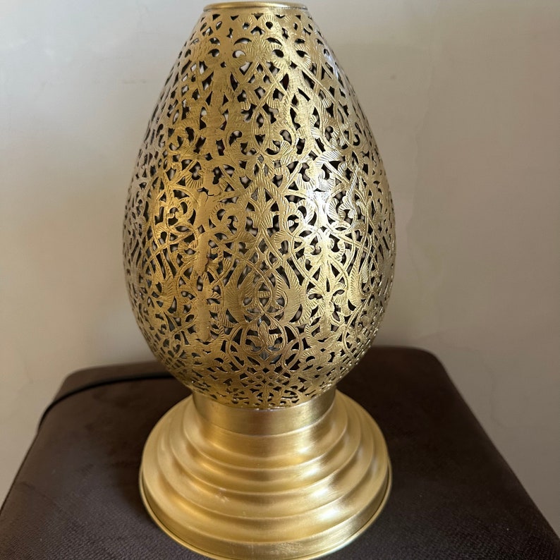 Handcrafted Moroccan Brass Pattern Table Lamp - View 3